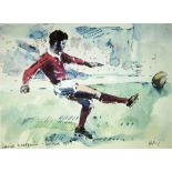 HAROLD RILEY (B.1934) ARTISTS RUGBY LEAGUE COLOUR PRINTS 'David Watkins' Salford 1975 8 1/2" X 11