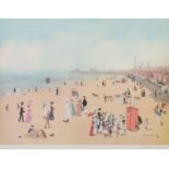 HELEN BRADLEY (1900-1979) ARTIST SIGNED COLOUR PRINT Blackpool Beach with guild stamp 17 3/4" x 23