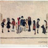 •LAURENCE STEPHEN LOWRY (1887 - 1976) ARTIST SIGNED COLOUR PRINT 'Group of Children' An edition of