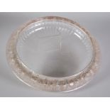 R. LALIQUE 'MARGARITE' FROSTED AND MOULDED GLASS DISH, of shallow form with floral moulded border, 2