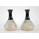 PAIR OF LOVATT'S LANGLEY WARE POTTERY VASES, of footed baluster form with slightly waisted necks,