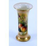 AN EARLY TWENTIETH CENTURY ROYAL WORCESTER PORCELAIN WAISTED CYLINDRICAL VASE, painted by Ricketts
