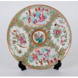 LARGE EARLY TWENTIETH CENTURY CHINESE CANTON FAMILLE ROSE PLAQUE, decorated with six reserves with