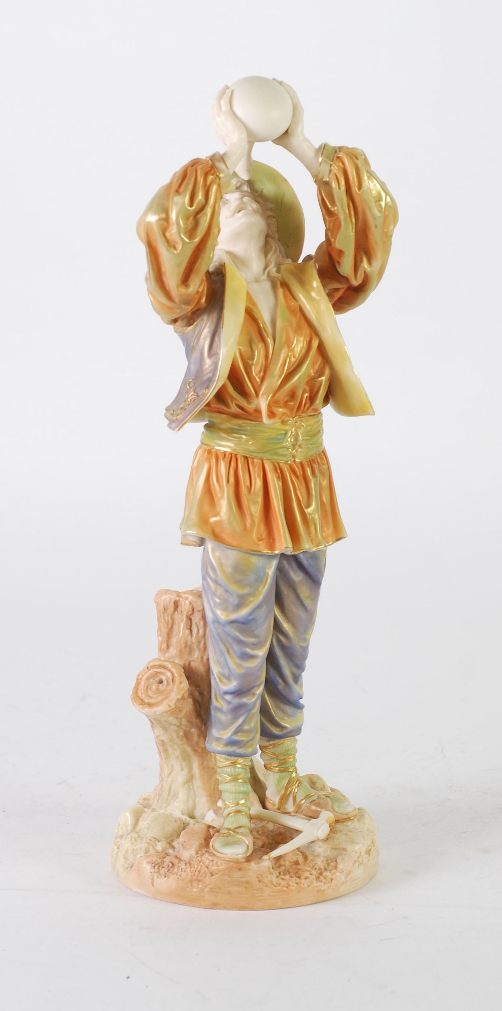 LATE VICTORIAN JAMES HADLEY FOR ROYAL WORCESTER PORCELAIN FIGURES, painted in colours and gilt and