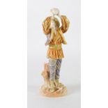 LATE VICTORIAN JAMES HADLEY FOR ROYAL WORCESTER PORCELAIN FIGURES, painted in colours and gilt and