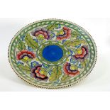 CHARLOTTE RHEAD FOR CROWN DUCAL BYZANTINE PATTERN POTTERY WALL PLAQUE painted in bright tones on a