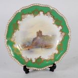 AN EARLY TWENTIETH CENTURY ROYAL WORCESTER PORCELAIN CABINET PLATE, the centre painted by J. Stinton