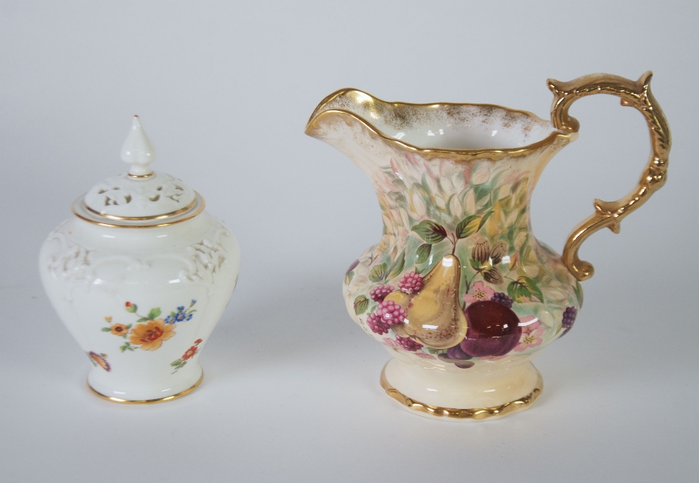 MODERN ROYAL WORCESTER MOULDED CHINA SMALL POT POURRI JAR AND COVER, of oviform with pointy knop