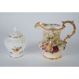 MODERN ROYAL WORCESTER MOULDED CHINA SMALL POT POURRI JAR AND COVER, of oviform with pointy knop