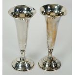 PAIR OF WEIGHTED STERLING SILVER TRUMPET VASES, makers Black Starr & Frost, stamped sterling, 7" (