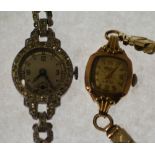 LADY'S 9CT GOLD CASED ACCURIST 21 JEWEL WRIST WATCH, gilt dial with batons on expanding stainless