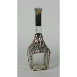 TWENTIETH CENTURY JAPANESE K. UYEDA STERLING (.970) SILVER MOUNTED GLASS DECANTER, with pale green