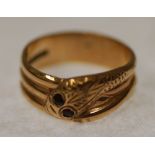 GENT'S 9CT GOLD GEM SET SNAKE RING, Birmingham 1989, size T, 6.1g