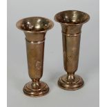 PAIR OF SILVER TRUMPET VASES, on weighted silver bases, Birmingham 1912, 6" (15.2cm) high