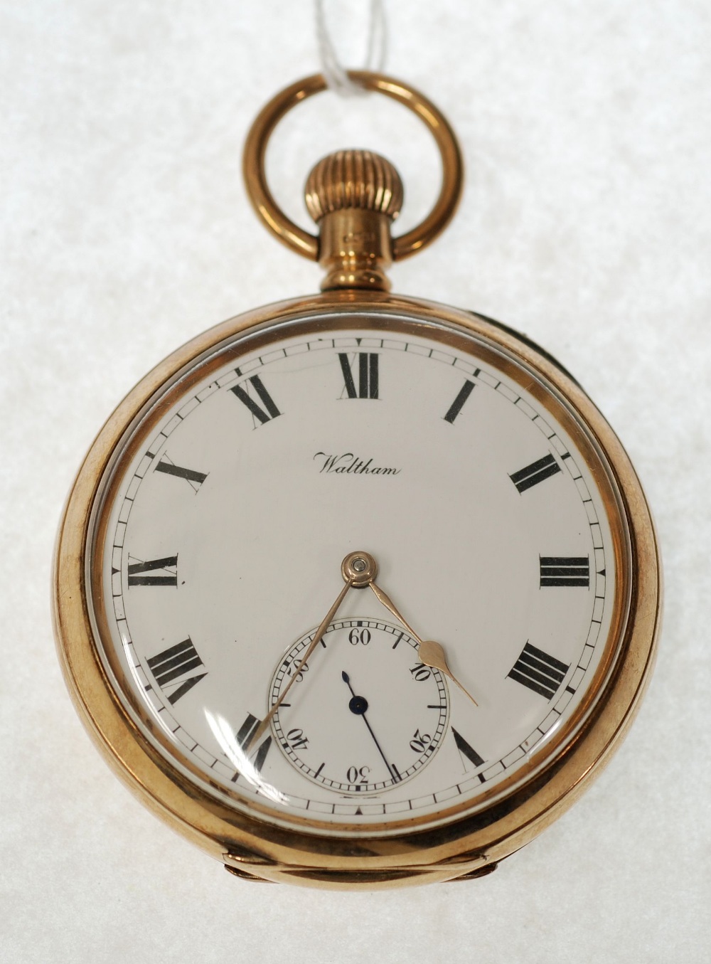 AN EARLY 20th CENTURY AMERICAN WALTHAM WATCH CO 'VANGUARD' 9CT GOLD CASED OPEN-FACE POCKET WATCH