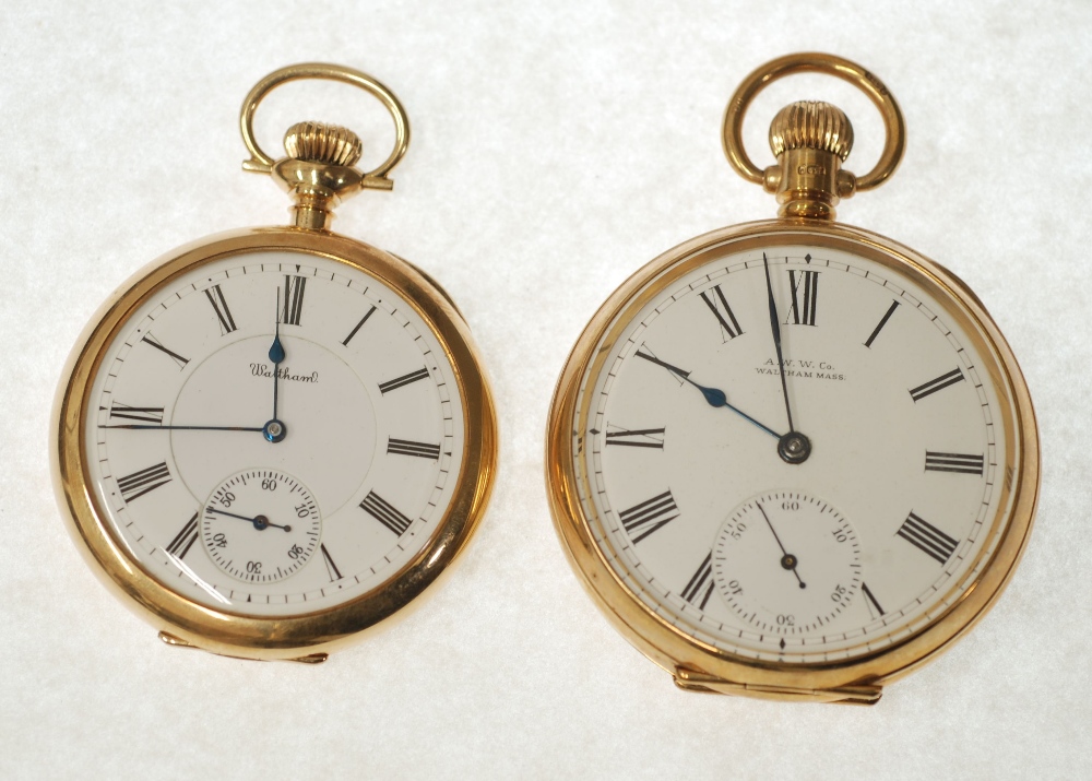 A 20th CENTURY AMERICAN WALTHAM WATCH CO 9ct GOLD CASED 17 JEWEL OPEN-FACE POCKET WATCH with 19