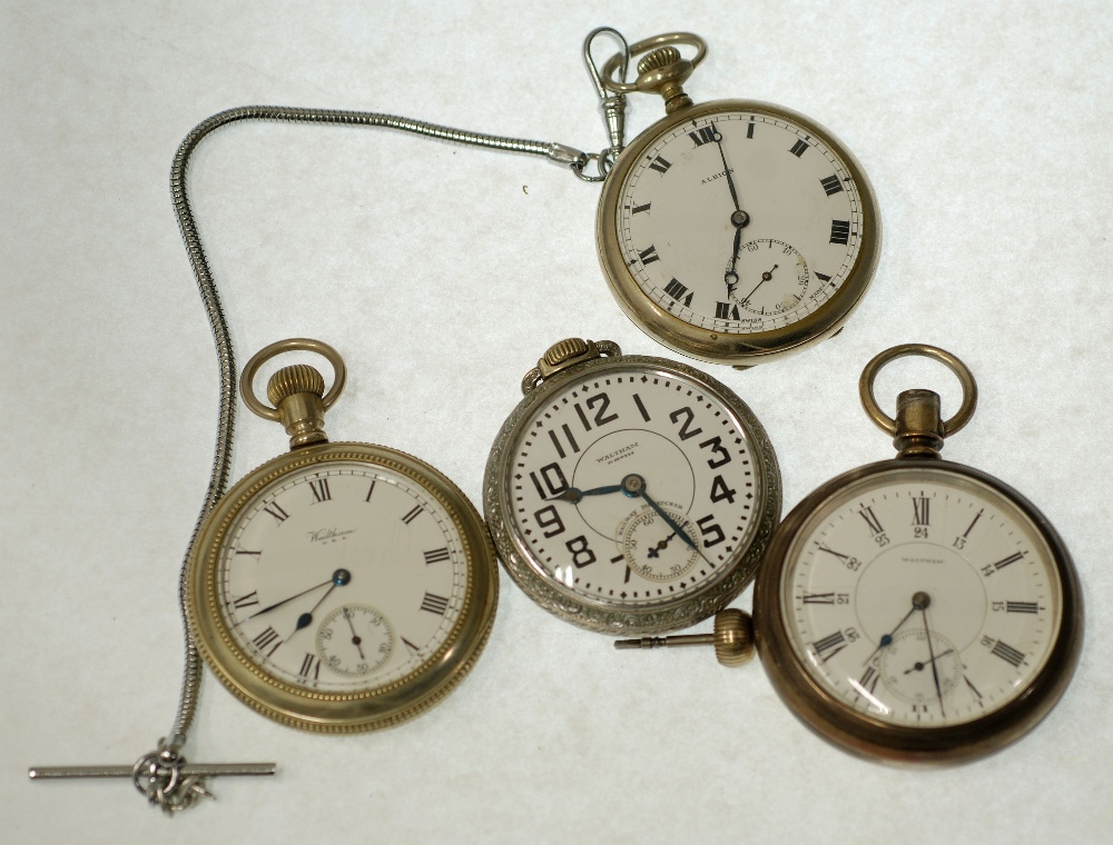 AN EARLY 20th CENTURY AMERICAN WALTHAM WATCH CO 'VANGUARD' NICKEL CASED OPEN-FACE KEYLESS POCKET