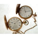 AN EARLY 20th CENTURY AMERICAN WALTHAM WATCH CO 'TRAVELLER' GOLD-PLATED CASE HUNTER POCKET WATCH