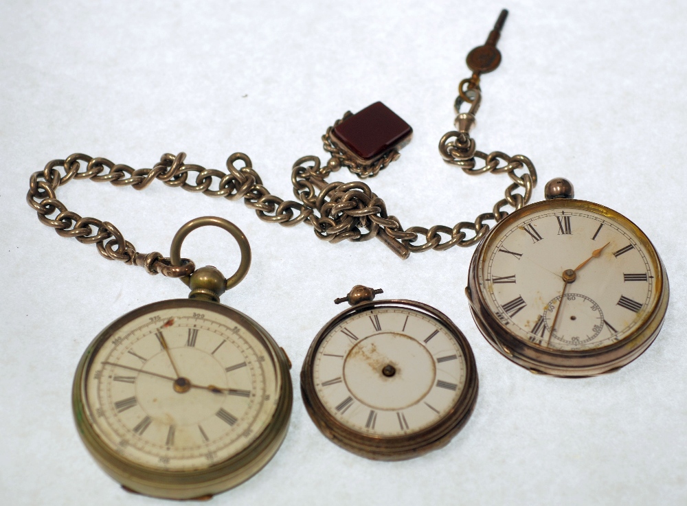 METAL CASED OPEN FACED CHRONOGRAPH POCKET WATCH, key wind movement, roman dial, ON HALLMARKED SILVER