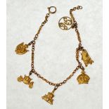 A SMALL 9ct GOLD CHARM BRACELET, commemorating the Coronation of George VI 1937, 8.3gms