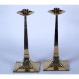 PAIR OF JAMES DIXON & SONS SHEFFIELD, CHRISTOPHER DRESSER STYLE ELECTROPLATED ARTS & CRAFTS