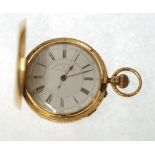 18CT GOLD CASED CHRONOGRAPH CENTRE SECONDS HUNTER POCKET WATCH, the keyless movement with