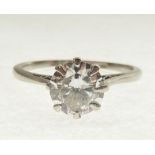 SOLITAIRE DIAMOND RING, 1.21ct, P1 assessed clarity, set in stamped platinum band, K, 3.2g