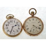 AN EARLY 20th CENTURY AMERICAN ELGIN NATIONAL WATCH CO GOLD-PLATED CASED POCKET WATCH with 7 jewel