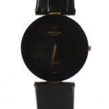 GENT'S RAYMOND WEIL OTHELLO QUARTZ WRIST WATCH, plain black dial with gold plated case, on black