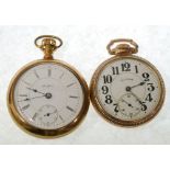 AN EARLY 20th CENTURY AMERICAN ROCKFORD WATCH CO GOLD-PLATED CASED 17 JEWEL OPEN-FACE KEYLESS POCKET