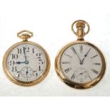 AN EARLY 20th CENTURY AMERICAN WALTHAM WATCH CO GOLD-PLATED CASED OPEN-FACE KEYLESS POCKET WATCH,