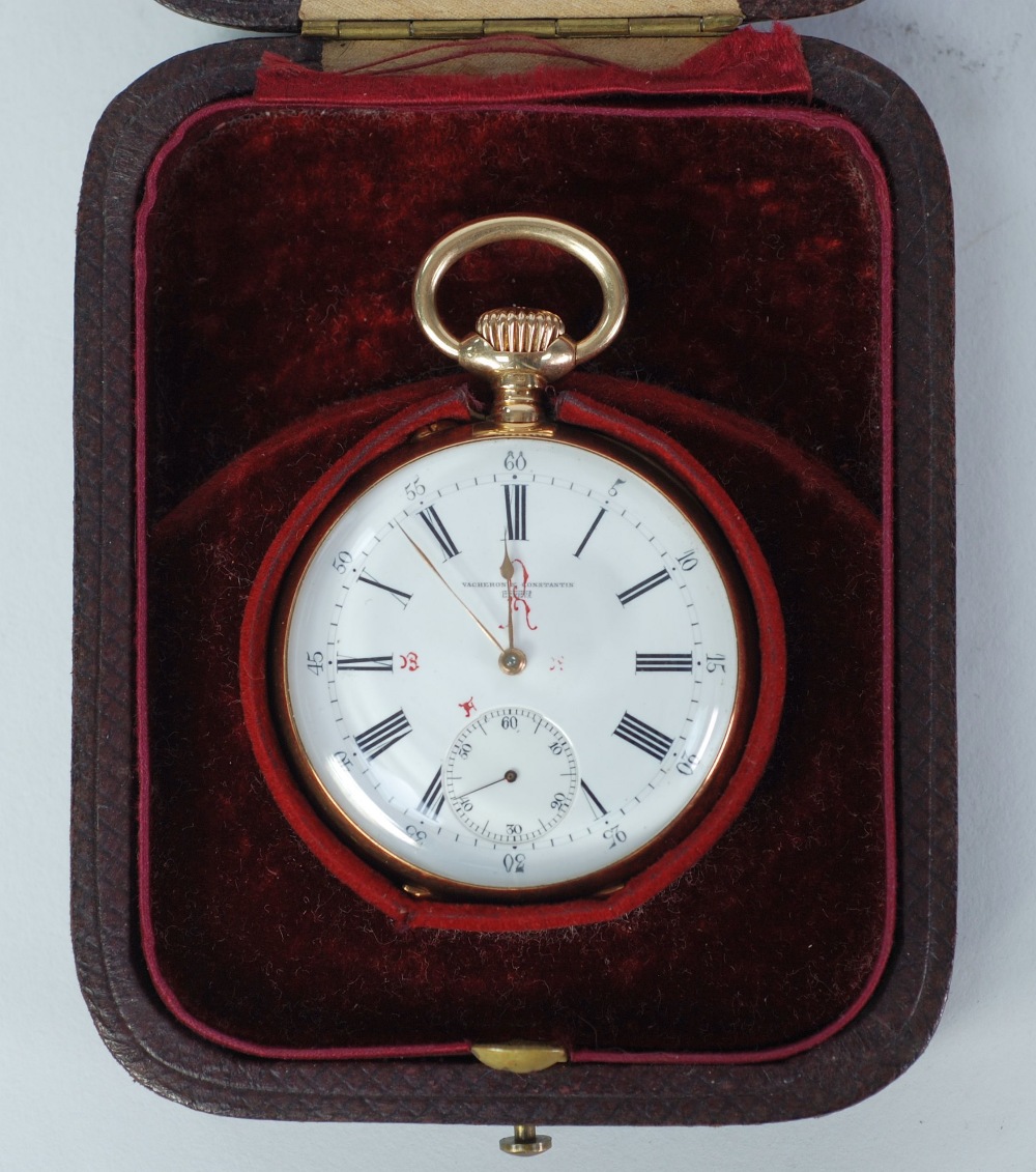 AN EARLY 20TH CENTURY SWISS VACHERON & CONSTANTIN 14K GOLD CASED OPEN-FACE KEYLESS POCKET WATCH with