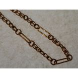 9CT GOLD LONG AND SHORT LINK CHAIN ALBERT, with two clips, London 1995, 35.4g