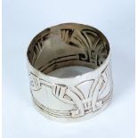 GERMAN 800 STANDARD SECSSIONIST NAPKIN RING, with embossed abstract design, MAKERS TH. SCHUMACHER,