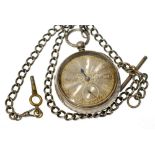 THO. ALLCOCK, SANDBACK SILVER CASED OPEN FACED POCKET WATCH, key wind movement, 18821, engine turned