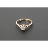 SOLITAIRE DIAMOND RING, old cut diamond 0.38ct approx., F ½, with resizing studs, stamped 18ct, 1.