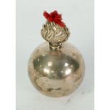 EDWARDIAN WEIGHTED SILVER GRENADE PATTERN CIGAR WARMER, with flambeau finial and wick, MAKERS