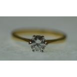 SOLITAIRE DIAMOND RING, claw set round brilliant cut diamond 0.45ct approx., 18ct gold band, size