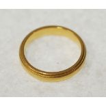 22CT GOLD WEDDING RING, with milgrain border, size M, London 1991, 6.3g