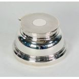 WEIGHTED SILVER INKWELL stepped circular form, with flat engine turned hinged lid, MAKERS MAPPIN &