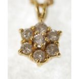 SEVEN STONE DIAMOND SET CLUSTER PENDANT, 0.35ct approx. total carat weight, set in 18ct gold, 1cm