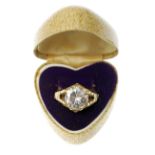 AN 18ct GOLD LARGE WHITE STONE SET GENTLEMAN'S RING, 11.6 gms gross