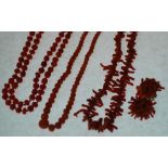 GRADUATED CORAL BEAD NECKLACE, formed of 97 off round coral beads, largest bead 9.5mm diameter,