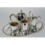 LEVIATHAN ELECTROPLATED FOUR PIECE TEA SET, TOGETHER WITH AN ELECTROPLATED OVAL TRAY, 16" (40.5cm)