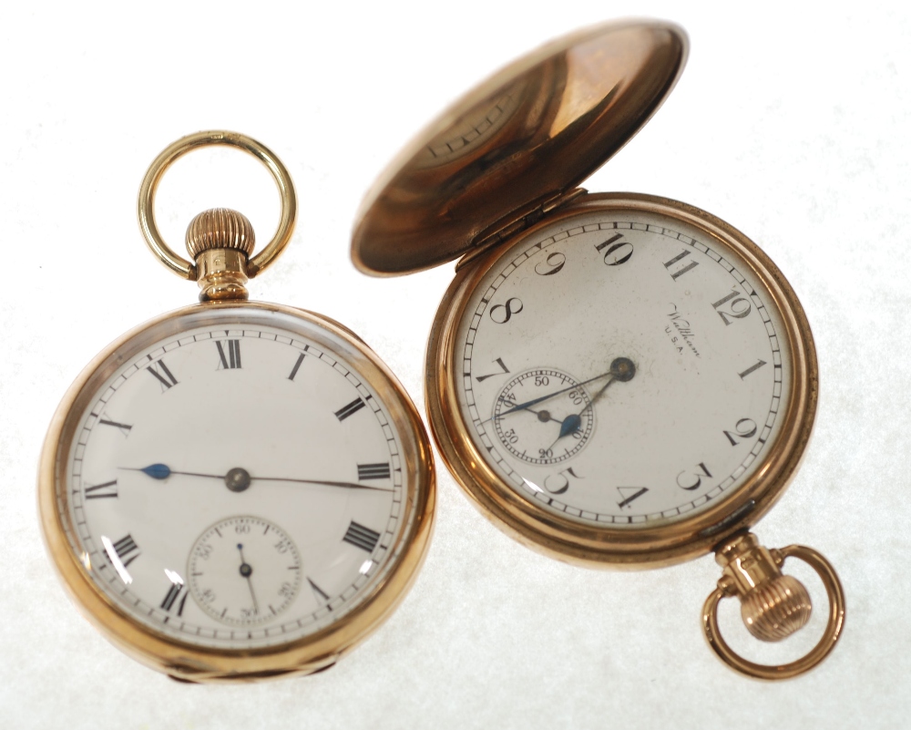 AN EARLY 20th CENTURY AMERICAN WALTHAM WATCH CO 'MARQUIS' 9CT GOLD CASED 15 JEWEL KEYLESS HUNTER