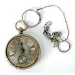 M. ZALKI, SHEFFIELD, VICTORIAN SILVER POCKET WATCH, with keywind movement, floral chased and