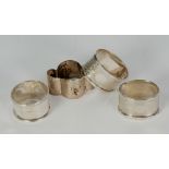 PAIR OF ENGINE TURNED SILVER OVAL NAPKIN RINGS, Birmingham 1933, A VICTORIAN BRIGHT CUT ENGRAVED