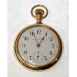 A LATE 19th CENTURY AMERICAN SETH THOMAS GOLD-PLATED CASED OPEN-FACE POCKET WATCH with 17 jewel
