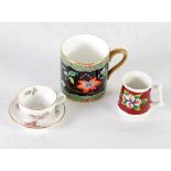 WEDGWOOD 'SANDRIDGE' CHINA COFFEE CAN, SPODE 'BILLINGSLEY ROSE SPRAY' MINIATURE CUP AND SAUCER AND A