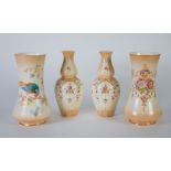 PAIR OF FIELDINGS 'ESK' CROWN DEVON BLUSH POTTERY VASES, of slender double gourd form, printed and